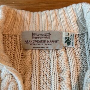 Aran Sweater Market Cream Wool Cardigan